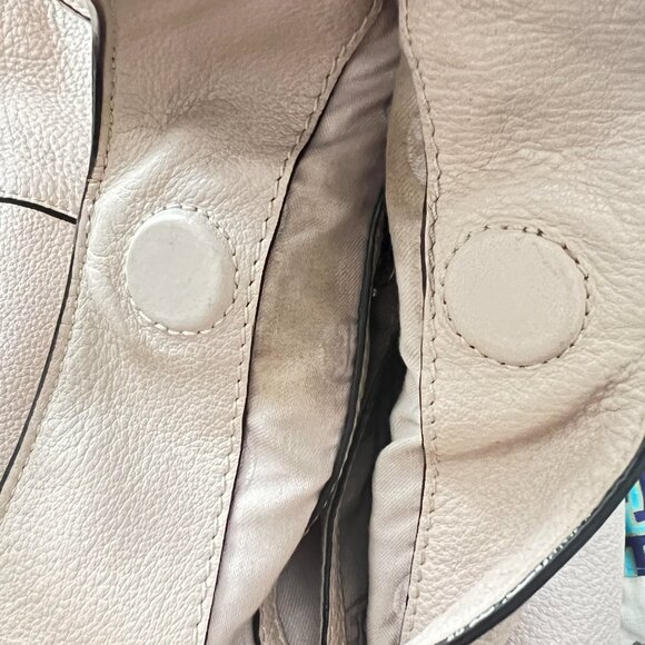 $695 Authentic TORY BURCH Women's Beige Leather Shoulder Tote Bag - Picture 4 of 12